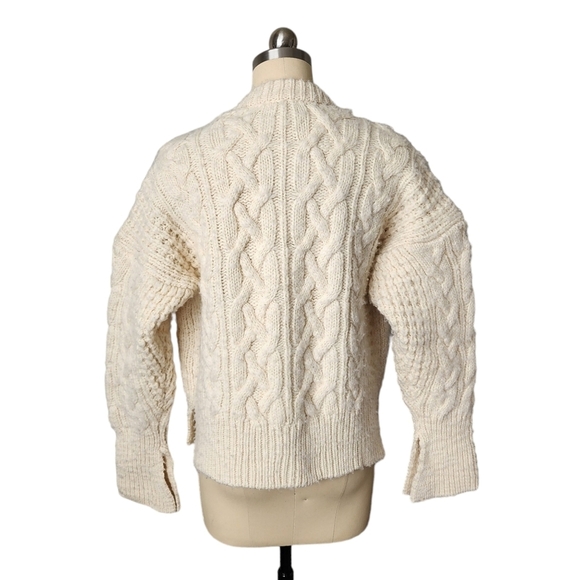 3.1 PHILIP LIM Wool Cable Knit zip up sweater in ivory size XS‎ - Picture 9 of 12